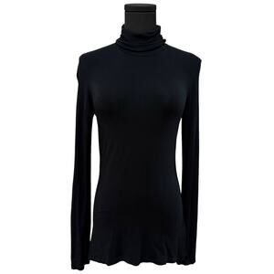 Majestic Filatures Deluxe Tee Shirt Turtleneck Top Soft Touch Black 3 (Medium)